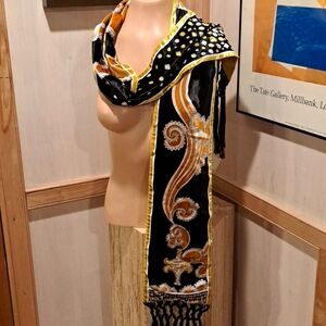 Emilio Pucci silk velvet fringed scarf